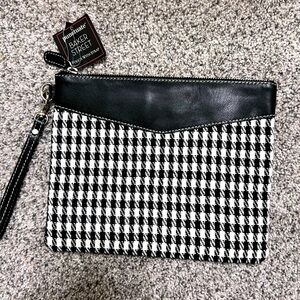 Punctuate Baker Street Houndstooth Zip Pencil Organizer Pouch/wristlet Leather
